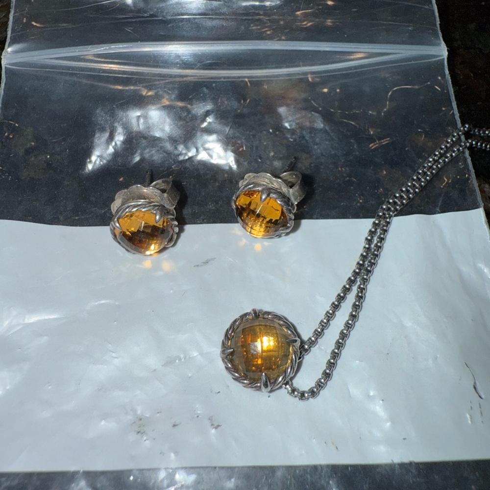 David Yurman Silver and Citrine Chatelaine set
